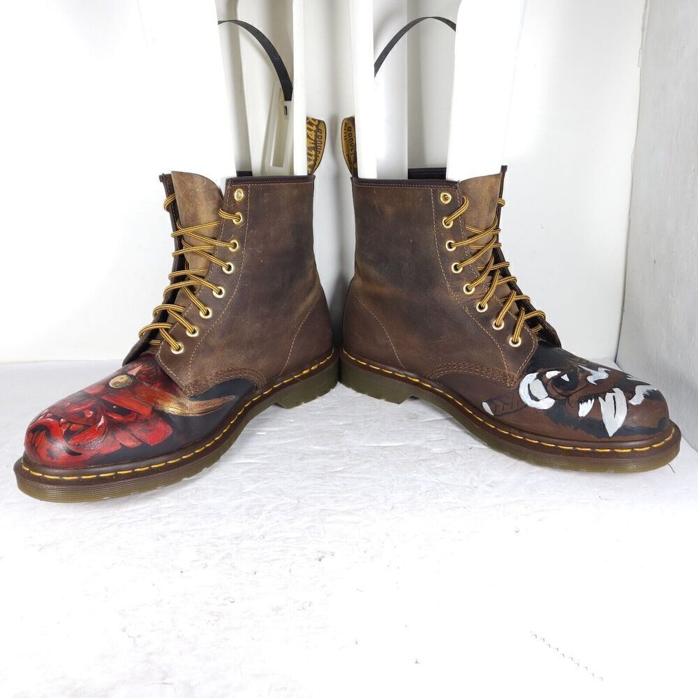 Dr.Martens Men's 1460 US12 Crazy Horse Leather Hand Painted LaceUp Combat Boots - Picture 6 of 14